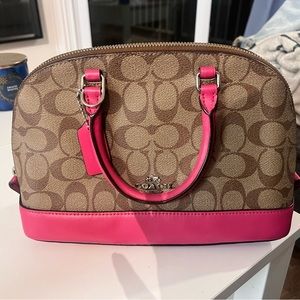 Coach katy satchel pink logo